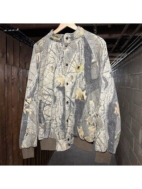 Vintage Nikon Hunting Jacket XL Made in USA Realtree Hardwoods Camo Camouflage